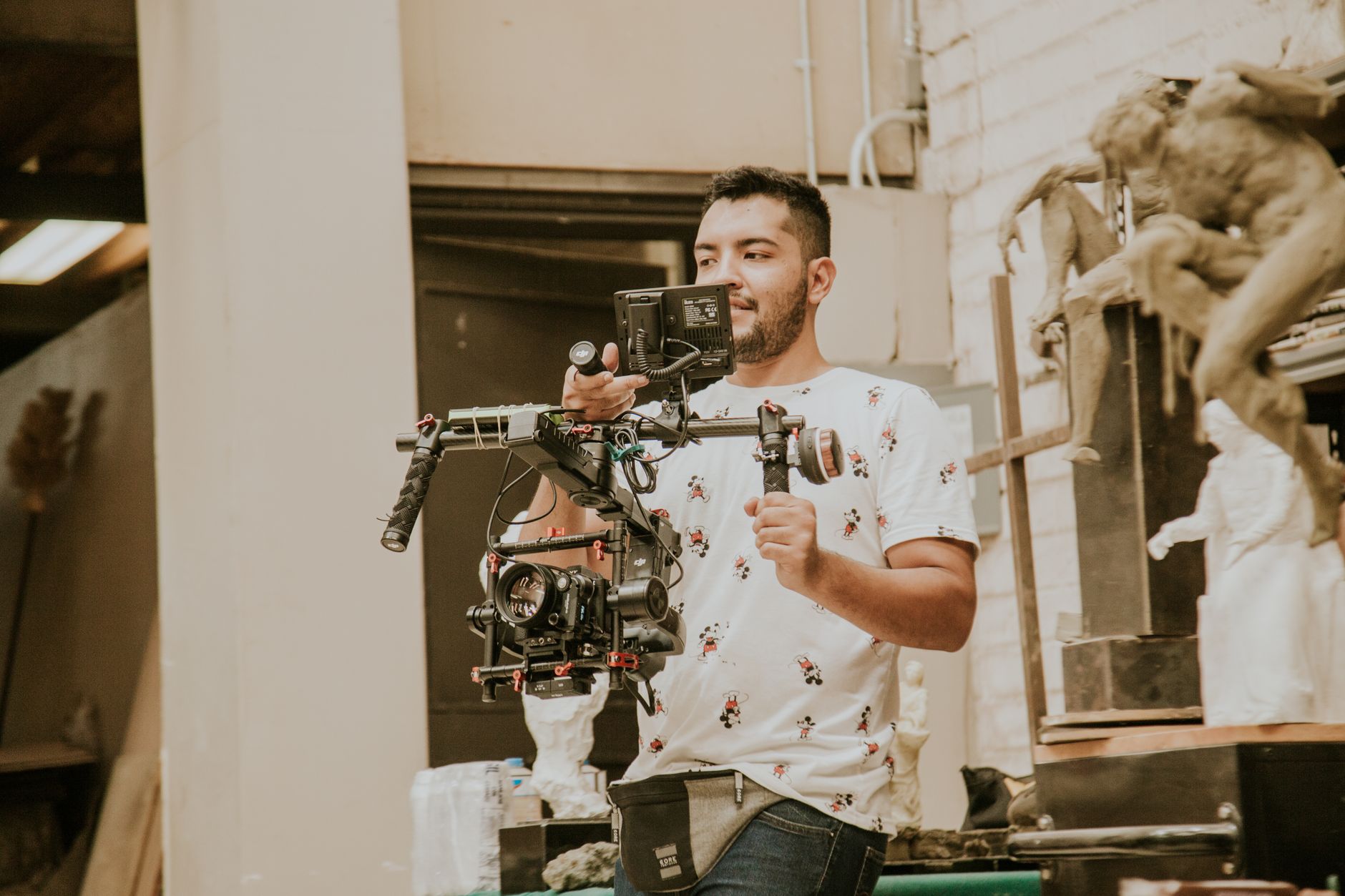 A camera set up on a video production shoot